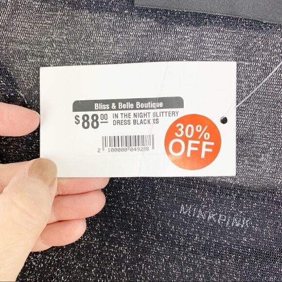 MINKPINK In the Night Black Sheer Sparkle Mesh Midi Dress Over Slip Dress XS NWT - Picture 16 of 16